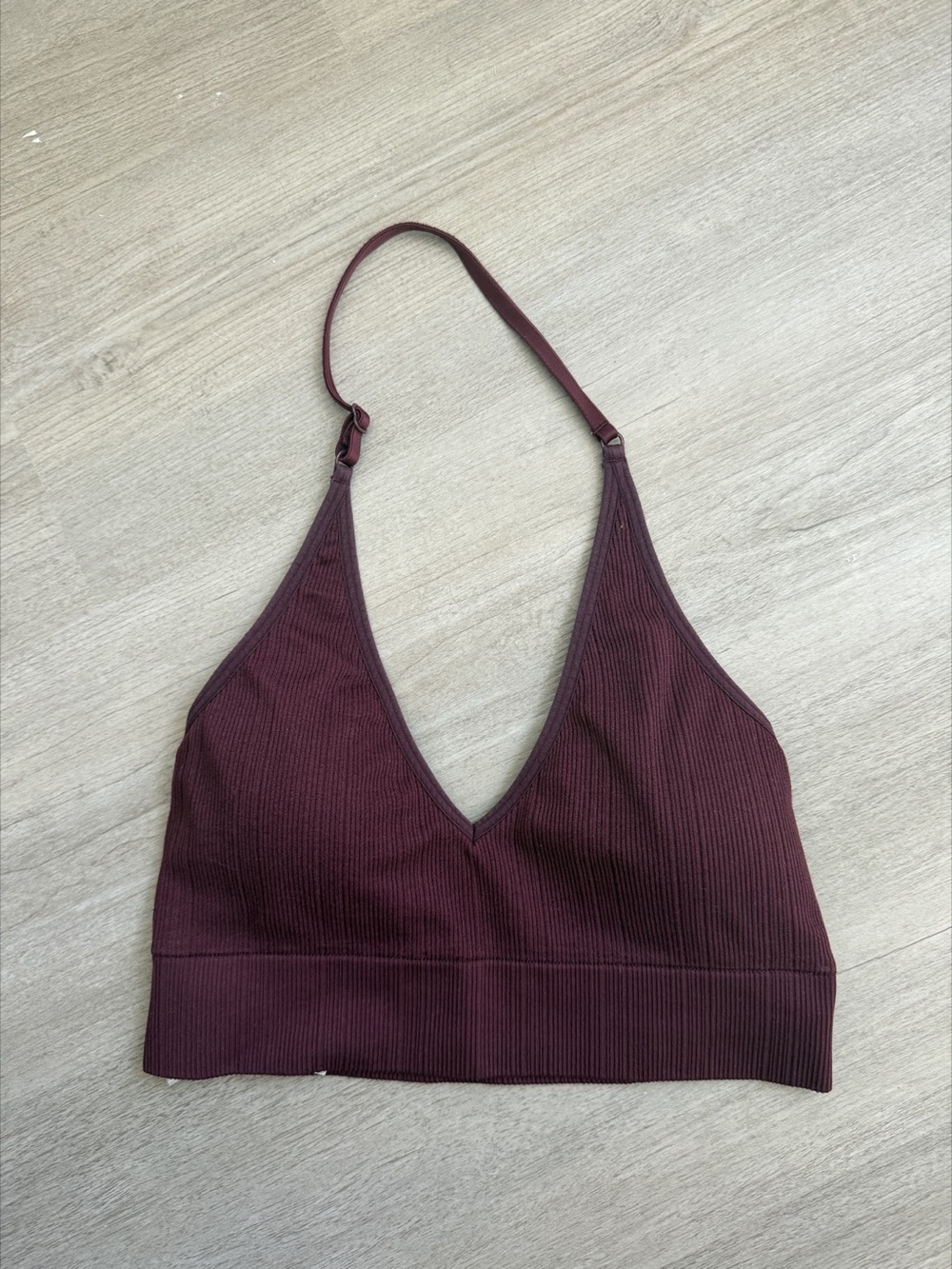 PINK Halter Bralette Sports Bra Burgundy